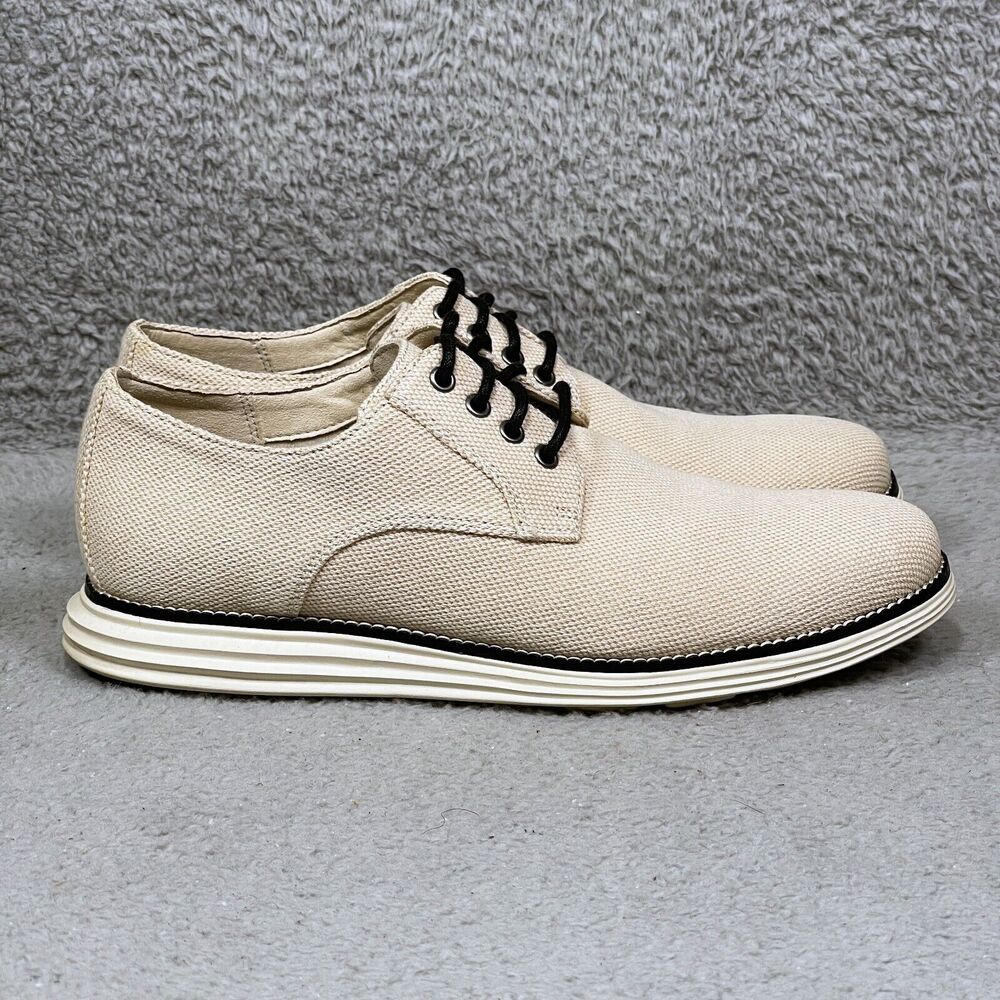 Cole Haan Original Grand Zero Plain Toe Mens Size 8.5 Oxford Shoes Ivory Knit